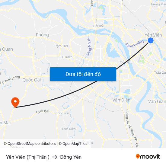 Yên Viên (Thị Trấn ) to Đông Yên map