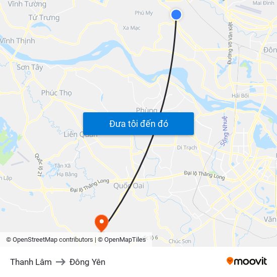 Thanh Lâm to Đông Yên map