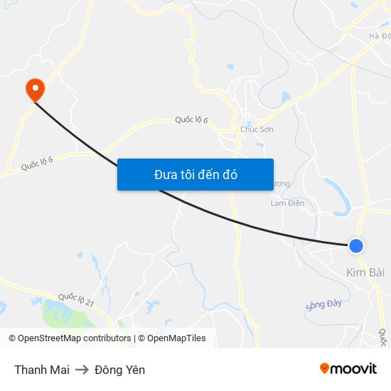 Thanh Mai to Đông Yên map
