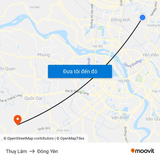 Thuỵ Lâm to Đông Yên map