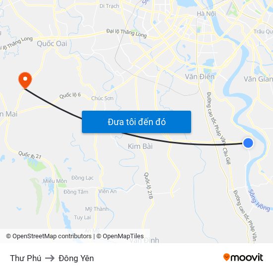 Thư Phú to Đông Yên map