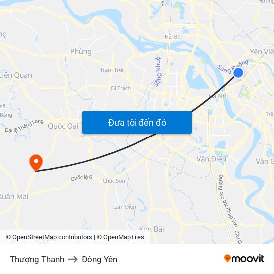 Thượng Thanh to Đông Yên map