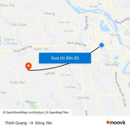 Thịnh Quang to Đông Yên map