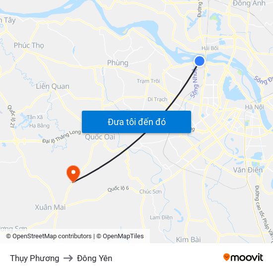 Thụy Phương to Đông Yên map