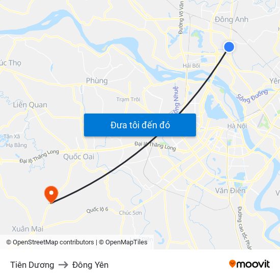 Tiên Dương to Đông Yên map