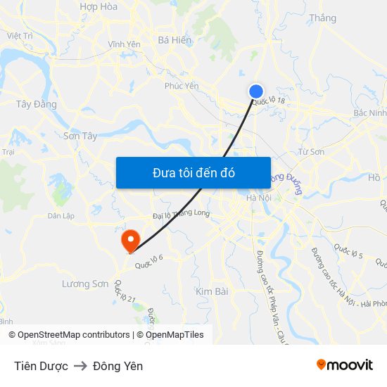 Tiên Dược to Đông Yên map