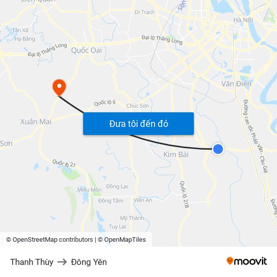 Thanh Thùy to Đông Yên map