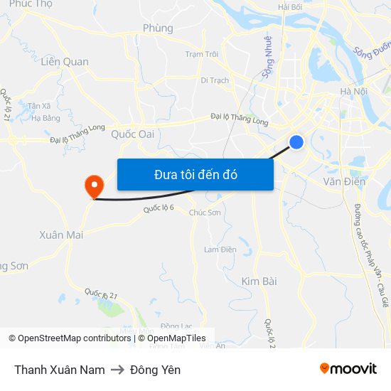 Thanh Xuân Nam to Đông Yên map