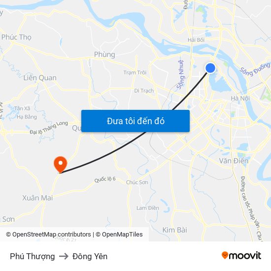 Phú Thượng to Đông Yên map