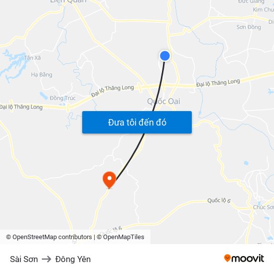Sài Sơn to Đông Yên map
