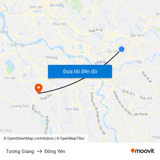 Tương Giang to Đông Yên map