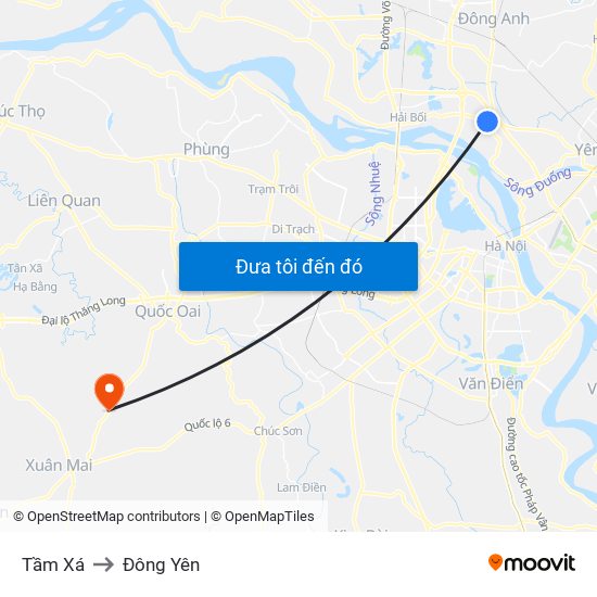 Tầm Xá to Đông Yên map