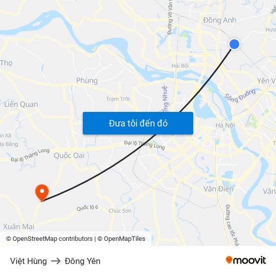 Việt Hùng to Đông Yên map