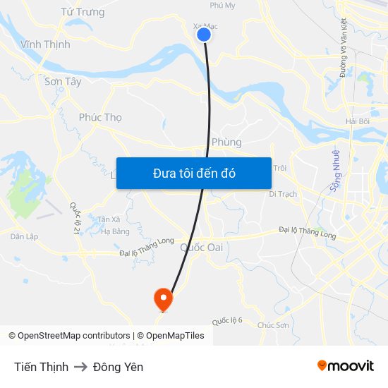 Tiến Thịnh to Đông Yên map