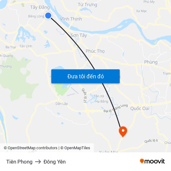 Tiên Phong to Đông Yên map
