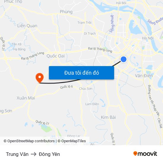 Trung Văn to Đông Yên map