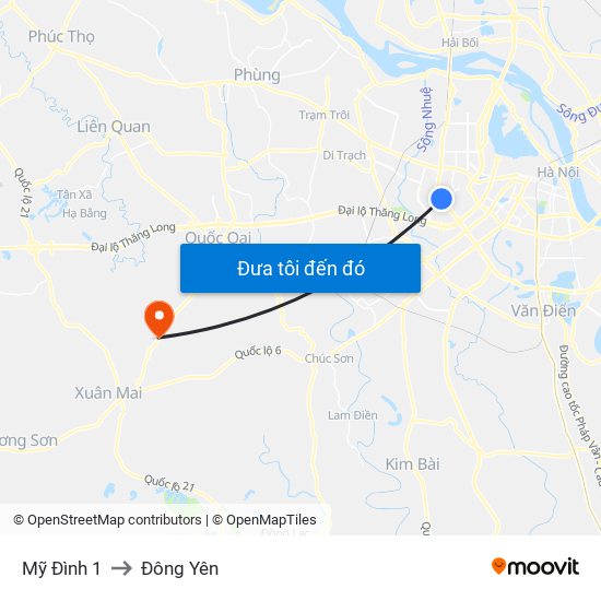 Mỹ Đình 1 to Đông Yên map