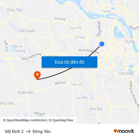 Mỹ Đình 2 to Đông Yên map