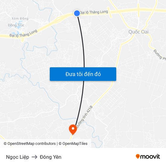 Ngọc Liệp to Đông Yên map