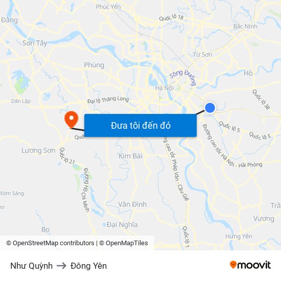 Như Quỳnh to Đông Yên map