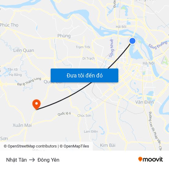 Nhật Tân to Đông Yên map