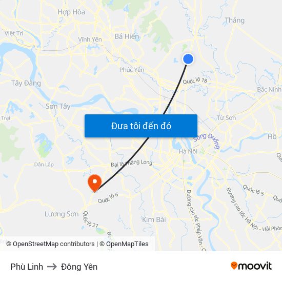 Phù Linh to Đông Yên map