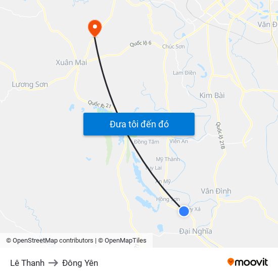 Lê Thanh to Đông Yên map