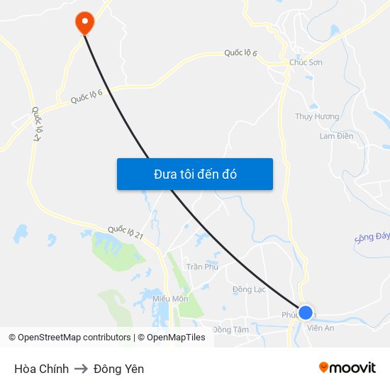 Hòa Chính to Đông Yên map