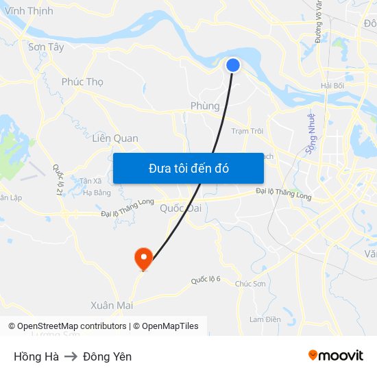 Hồng Hà to Đông Yên map