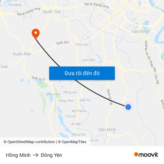 Hồng Minh to Đông Yên map