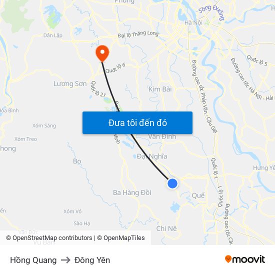 Hồng Quang to Đông Yên map