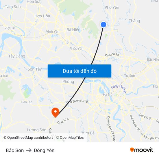 Bắc Sơn to Đông Yên map