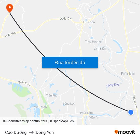 Cao Dương to Đông Yên map