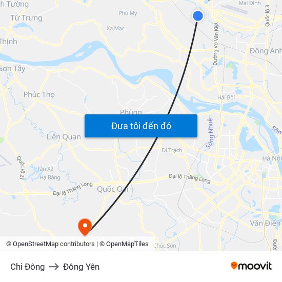 Chi Đông to Đông Yên map