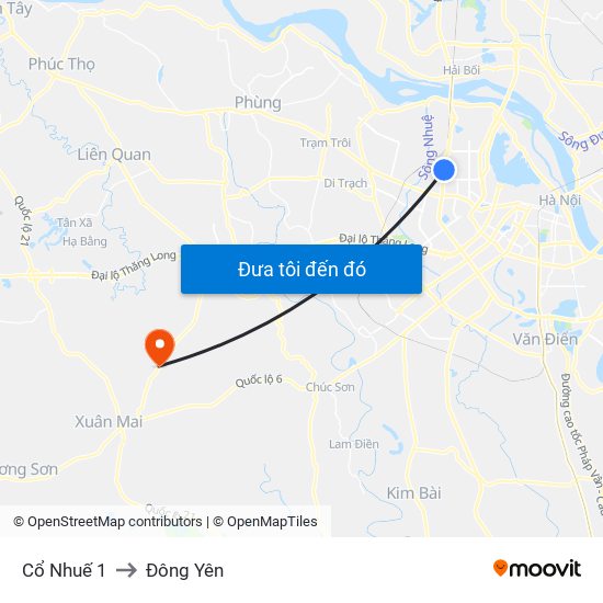 Cổ Nhuế 1 to Đông Yên map