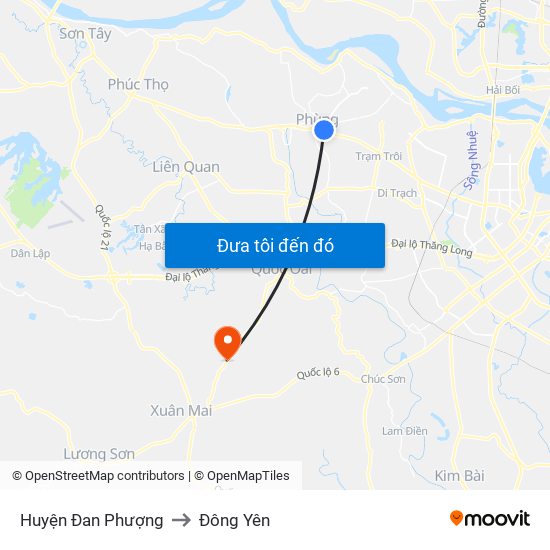 Huyện Đan Phượng to Đông Yên map