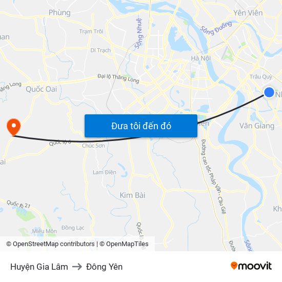 Huyện Gia Lâm to Đông Yên map