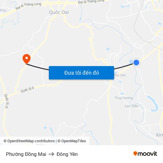 Phường Đồng Mai to Đông Yên map