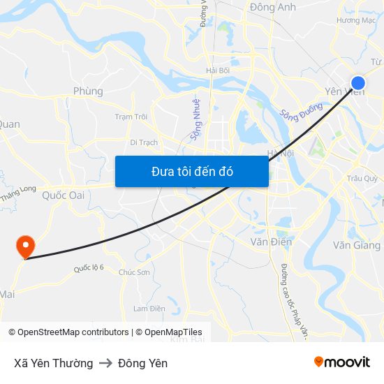 Xã Yên Thường to Đông Yên map