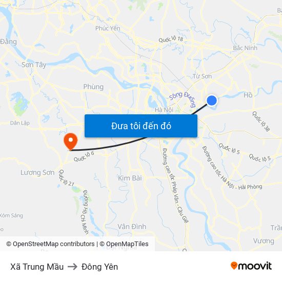 Xã Trung Mầu to Đông Yên map