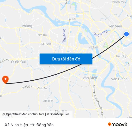 Xã Ninh Hiệp to Đông Yên map