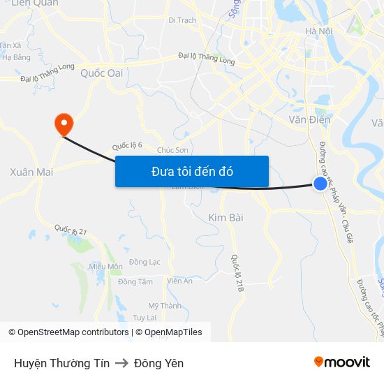 Huyện Thường Tín to Đông Yên map