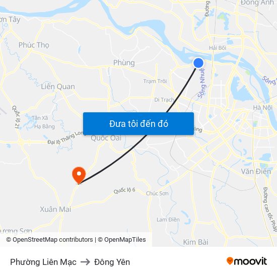 Phường Liên Mạc to Đông Yên map