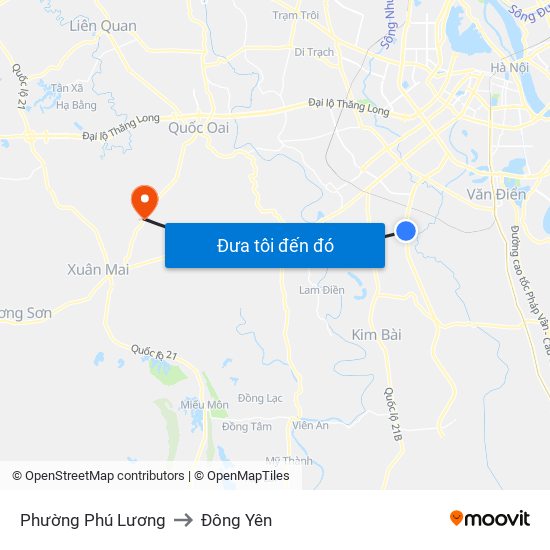 Phường Phú Lương to Đông Yên map