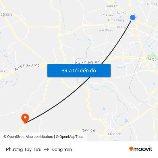 Phường Tây Tựu to Đông Yên map