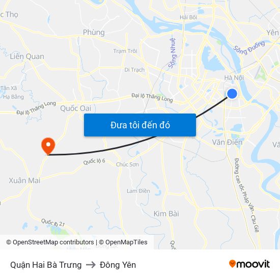 Quận Hai Bà Trưng to Đông Yên map