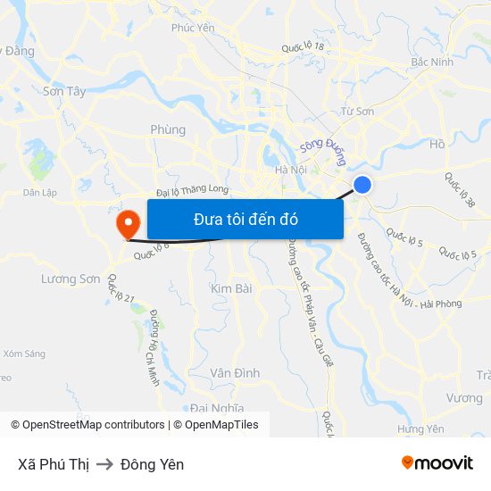 Xã Phú Thị to Đông Yên map