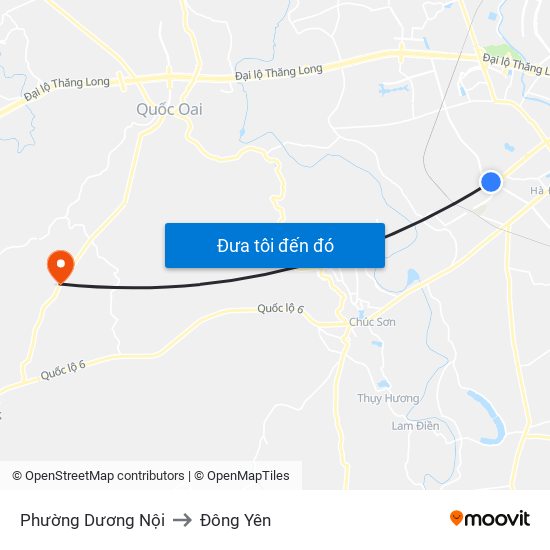 Phường Dương Nội to Đông Yên map