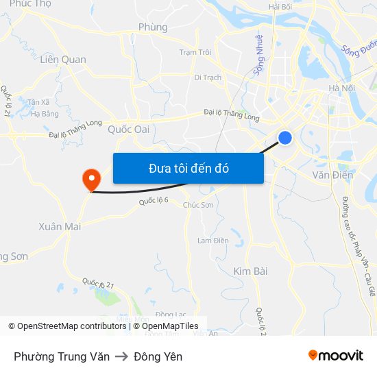 Phường Trung Văn to Đông Yên map