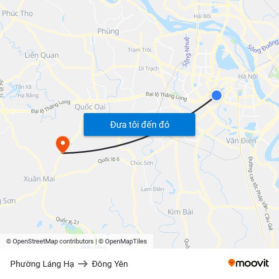 Phường Láng Hạ to Đông Yên map